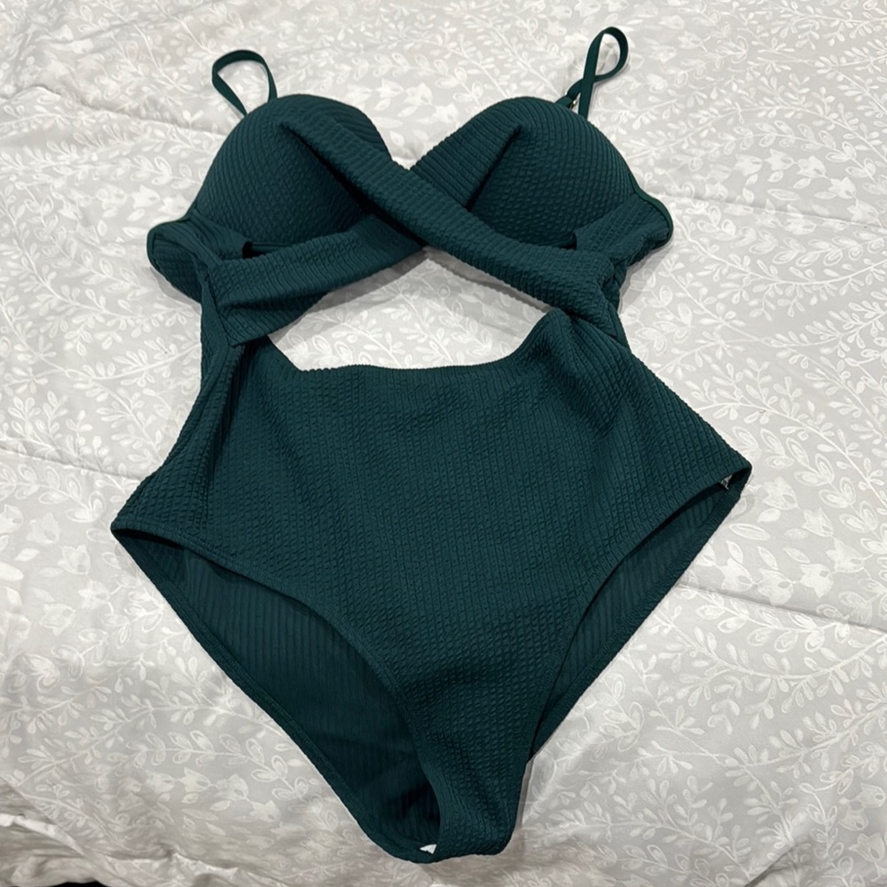Kids Dark Green One Piece Swimsuit